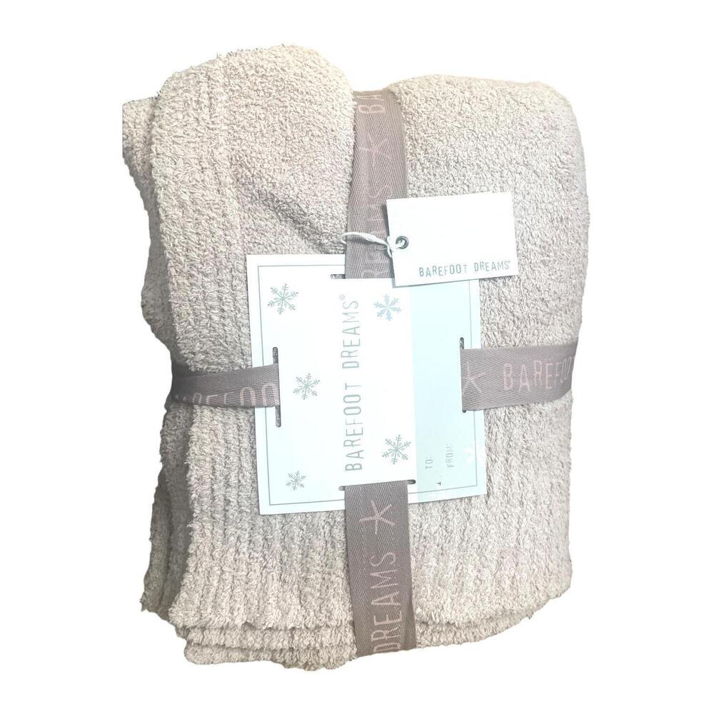Barefoot Dreams CozyChic 45x60 Stacked Rib Border Blanket Rose